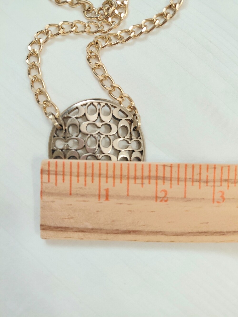 Coach Gold Round Logo Necklace - Picture 5 of 5